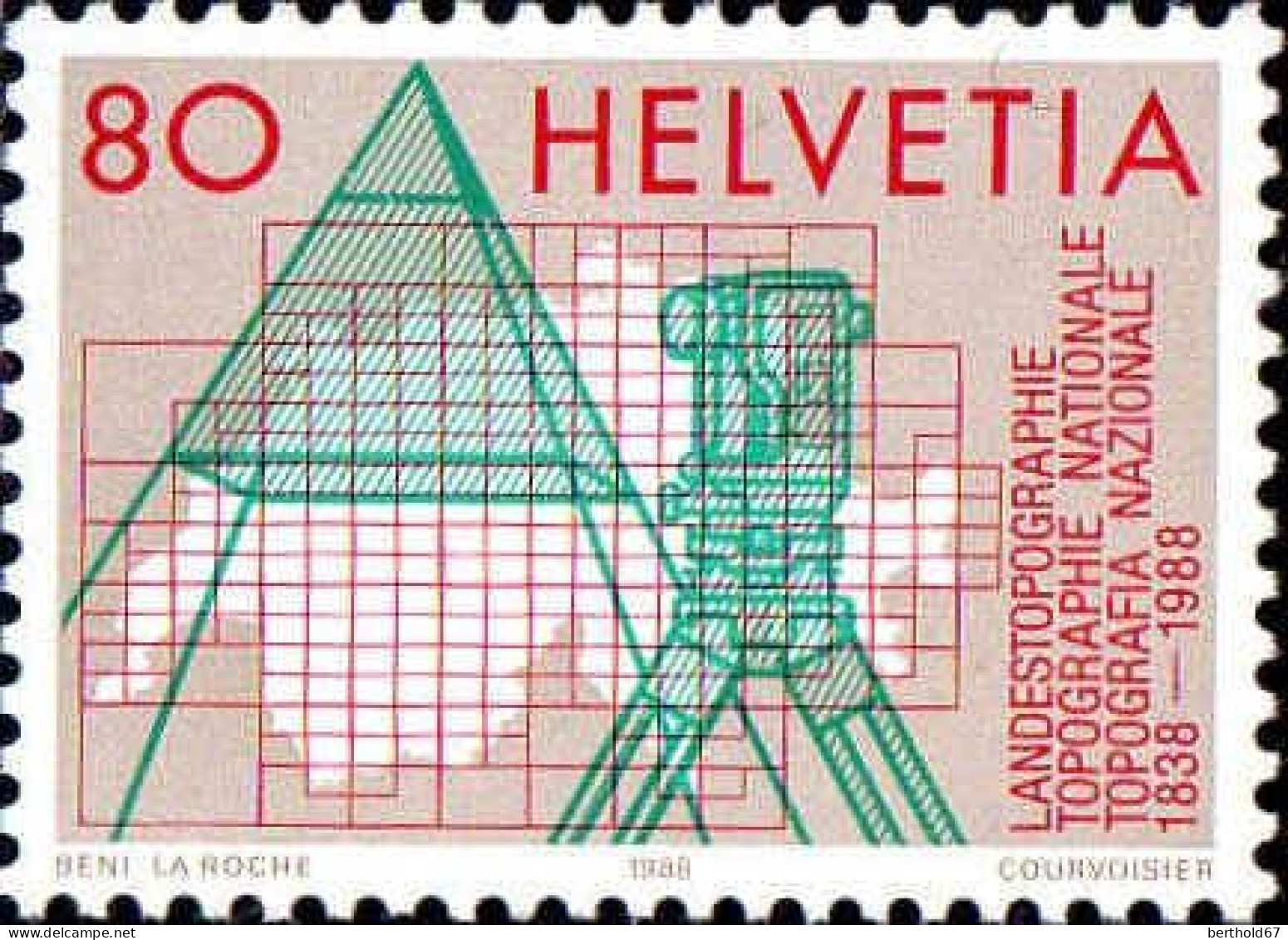 Suisse Poste N** Yv:1306 Mi:1378 Topographie Nationale - Unused Stamps
