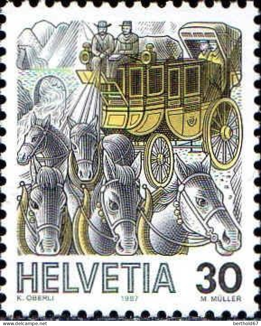Suisse Poste N** Yv:1265 Mi:1341 Diligence - Unused Stamps