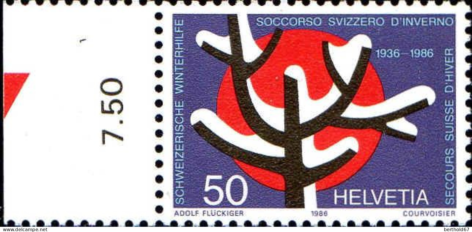 Suisse Poste N** Yv:1257 Mi:1328 Secours Suisse D'hiver Bord De Feuille - Unused Stamps