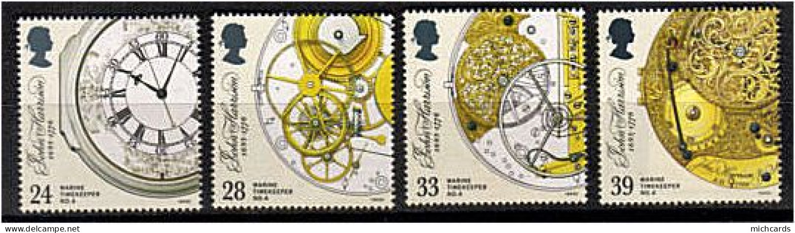 191 GRANDE BRETAGNE 1993 - Yvert 1660/63 - Horloge Harrison Chronometre Cadran Aiguille - Neuf ** (MNH) Sans Charniere - Neufs