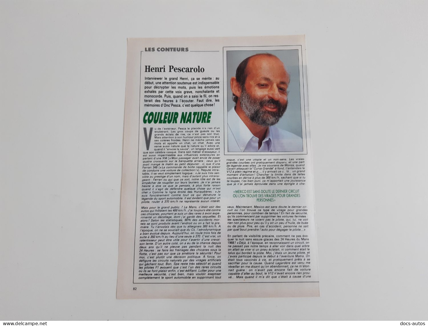 Coupure De Presse Sport Automobile Henri Pescarolo - Other & Unclassified