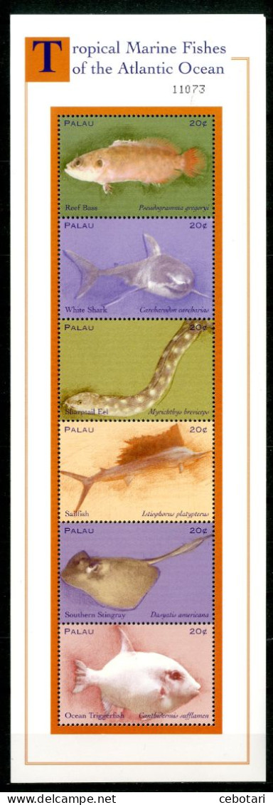 PALAU** - Tropical Marine Fishes Of The Atlantic Ocean - Block Di 4 Val. MNH. - Poissons