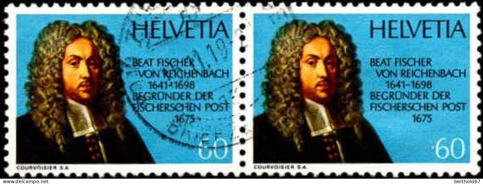 Suisse Poste Obl Yv: 990 Mi:1061 Beat Fischer Von Reichenbach Paire (Beau Cachet Rond) - Used Stamps