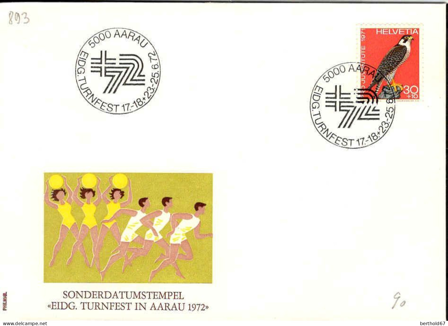 Suisse Poste Obl Yv: 893 EIDG.Turnfest In Aarau (TB Cachet à Date) - Covers & Documents