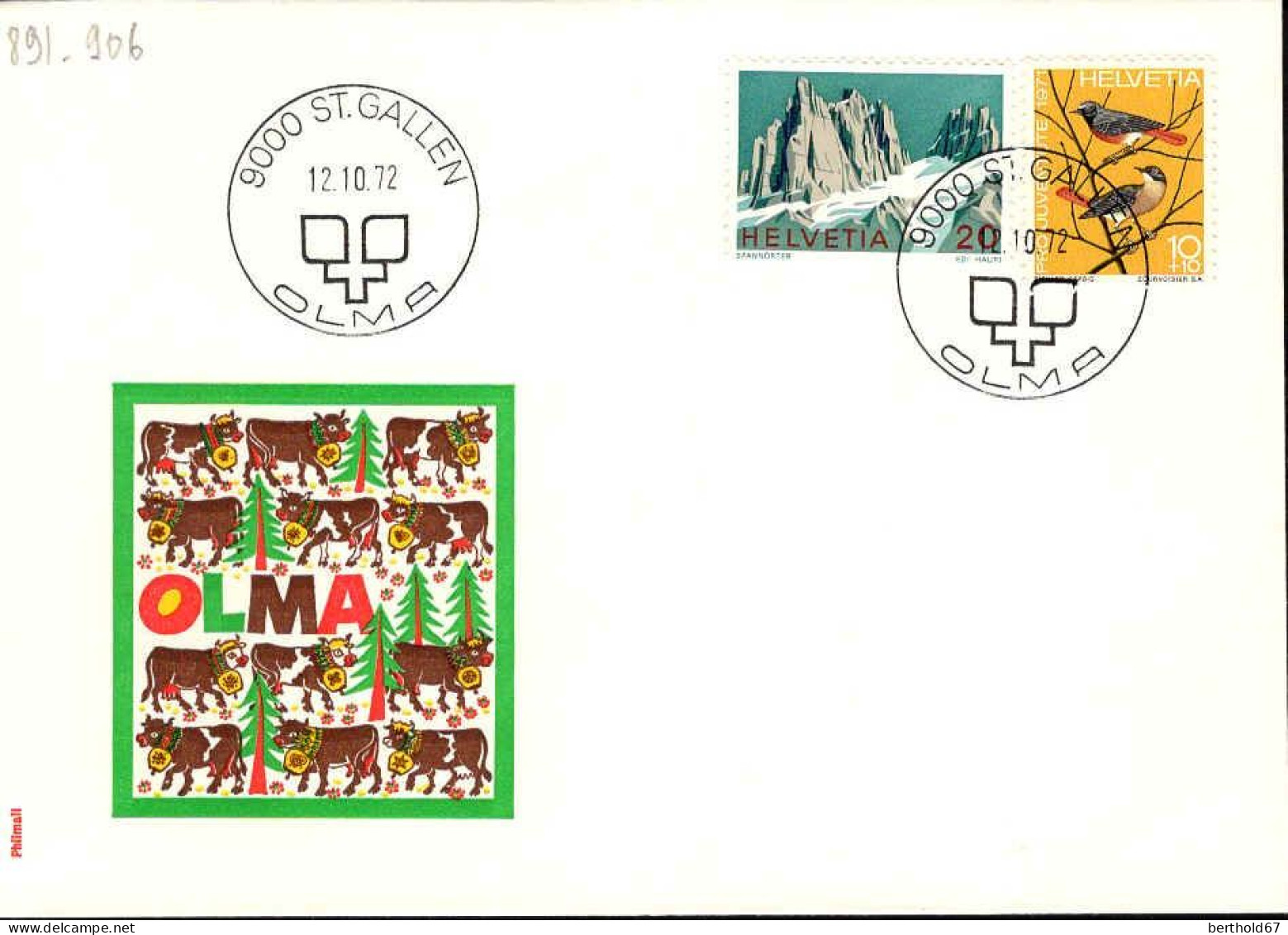 Suisse Poste Obl Yv: 891-906 Olma (TB Cachet à Date) 12-10-72 - Brieven En Documenten