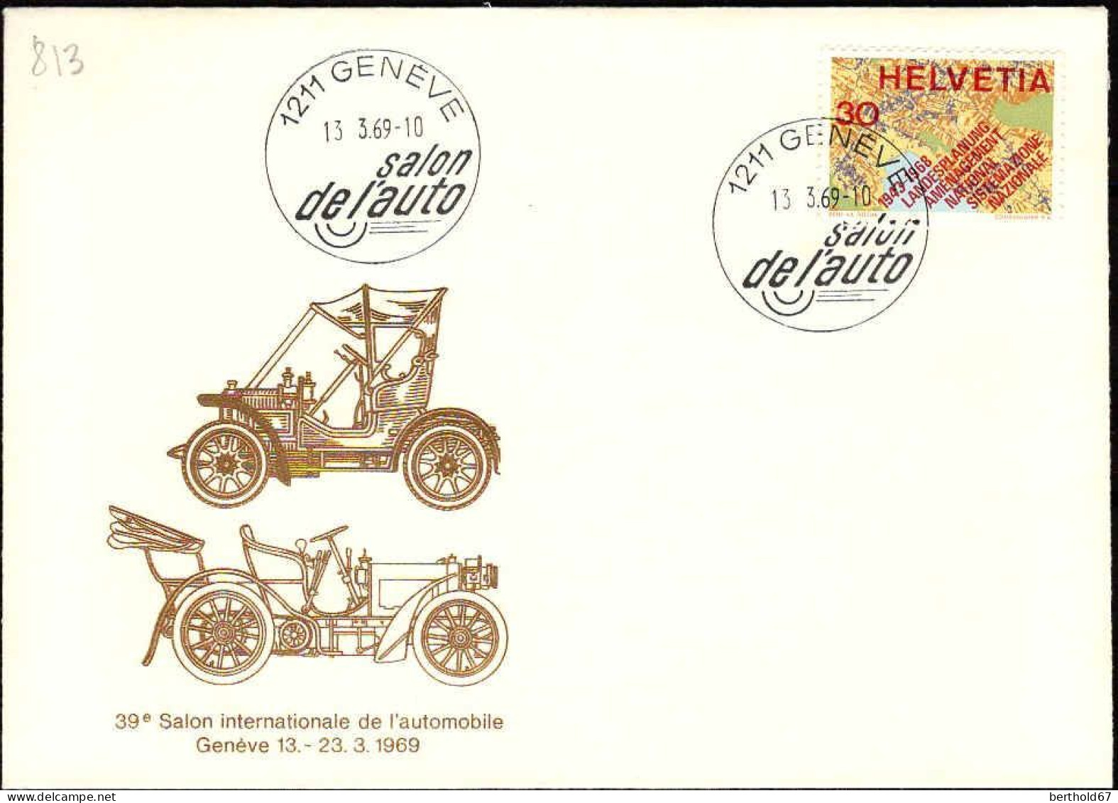Suisse Poste Obl Yv: 813 Yv:0,15 EuroSalon De L'auto Genève (TB Cachet à Date) - Lettres & Documents