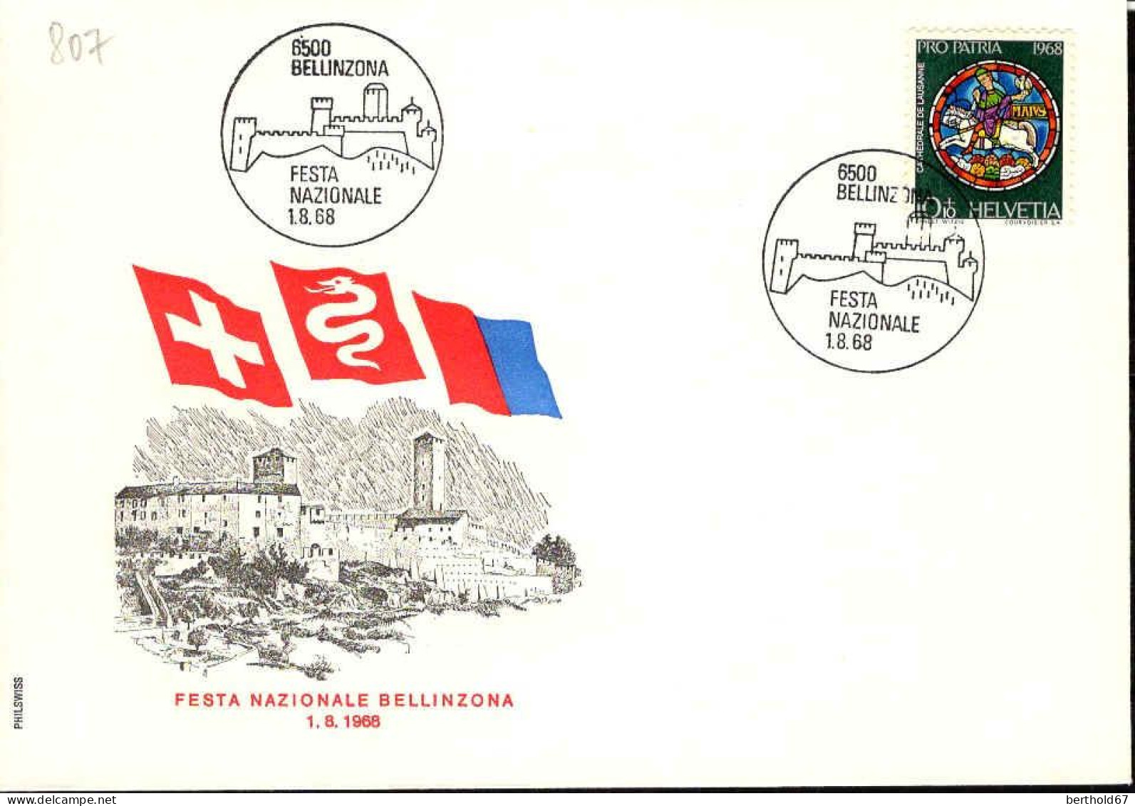 Suisse Poste Obl Yv: 807 Festa Nazionale Bellinzona(TB Cachet à Date) - Covers & Documents