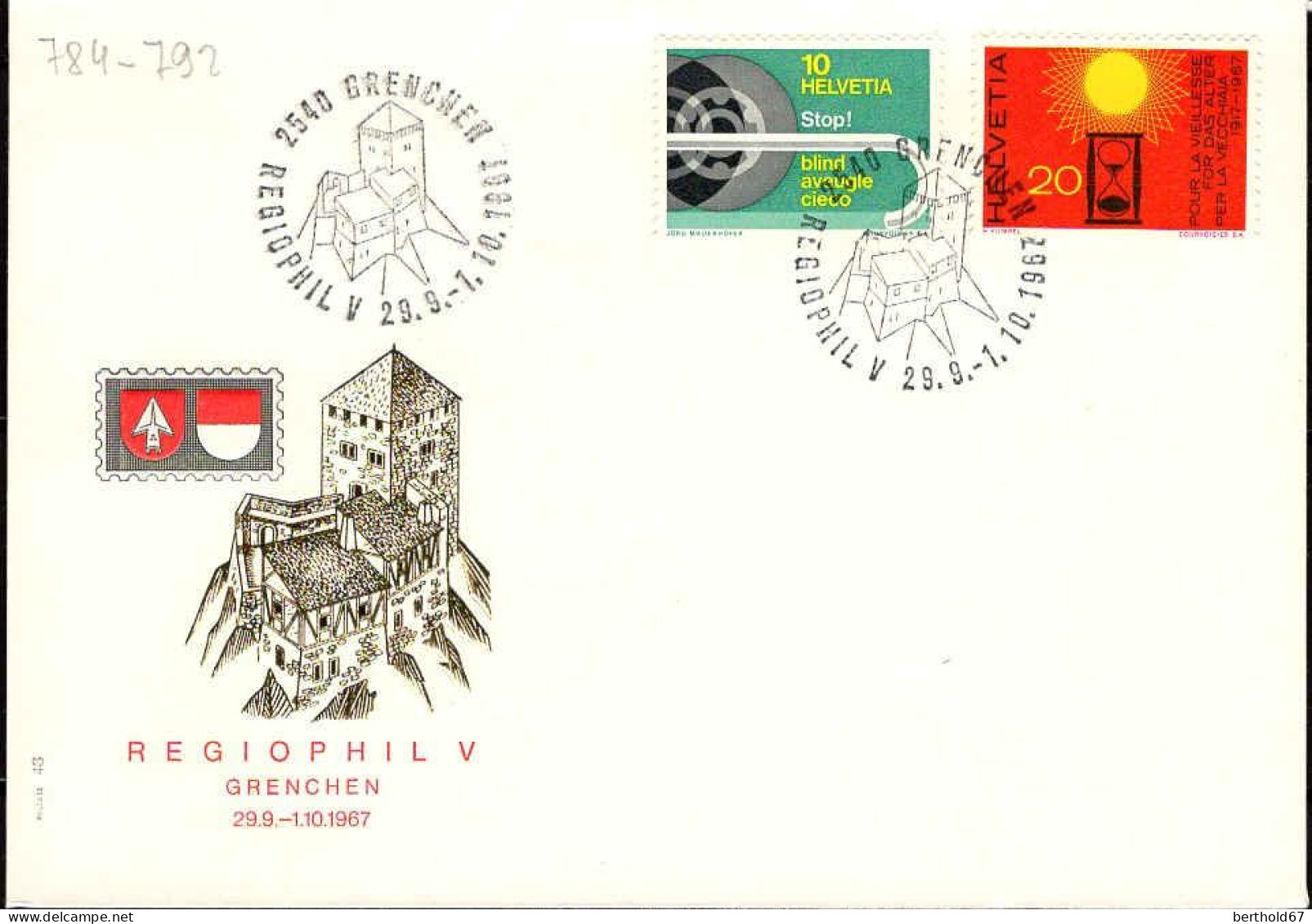 Suisse Poste Obl Yv: 784-792  Regiophil V (TB Cachet à Date) - Covers & Documents