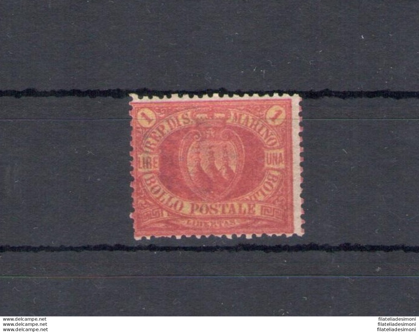 1892 SAN MARINO, N. 20 Lira Rossa, MNH** - Certificato RAYBAUDI ORO - Buono Stato Di Conservazione - Autres & Non Classés