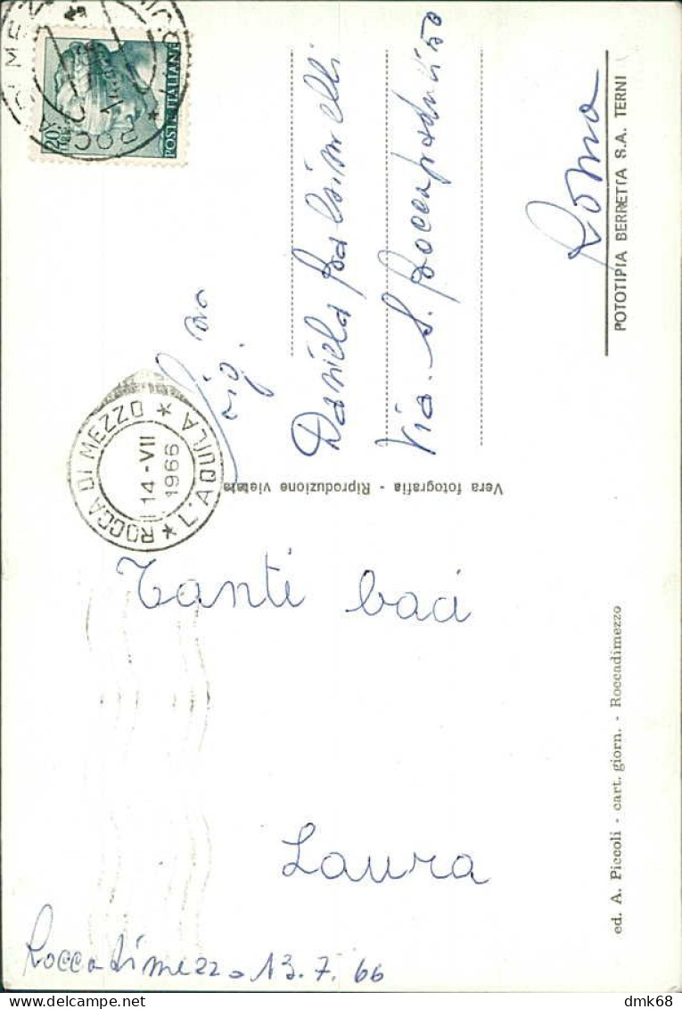 ROCCA DI MEZZO ( L'AQUILA ) COLONIA MONTANA - EDIZIONE PICCOLI - SPEDITA 1966  (20681 ) - L'Aquila