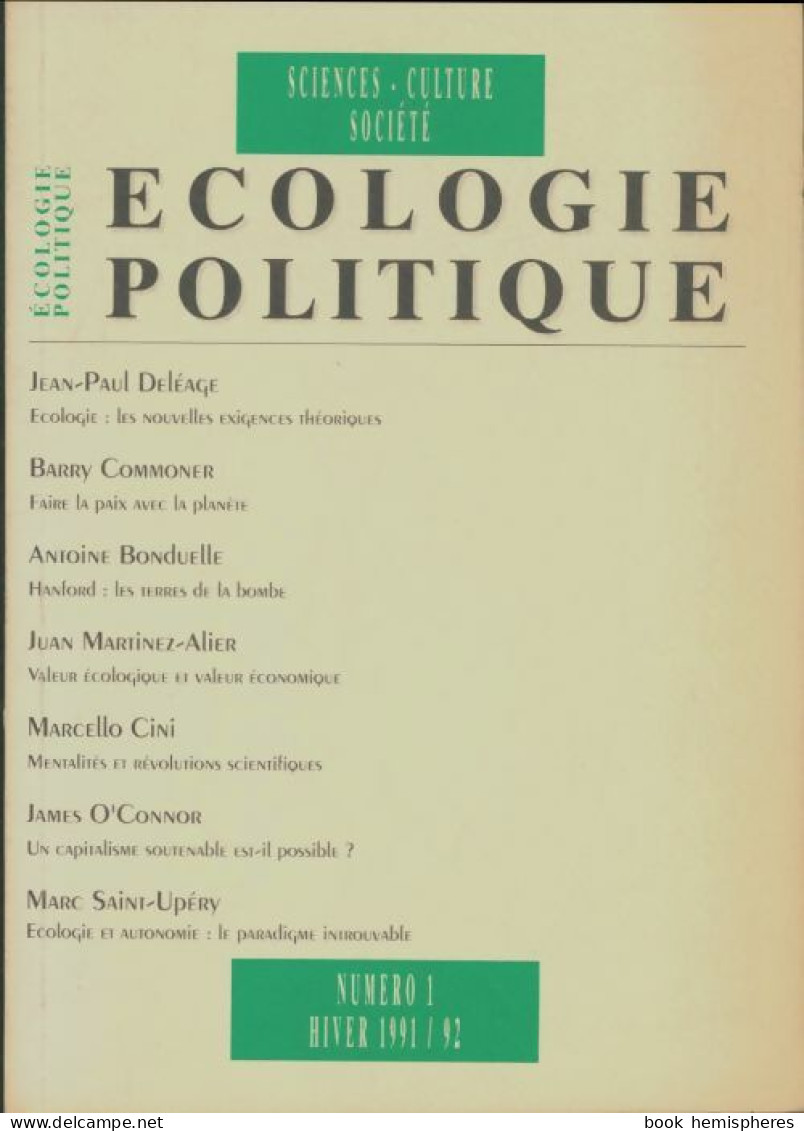 Écologie Politique N°1 (1991) De Collectif - Non Classés