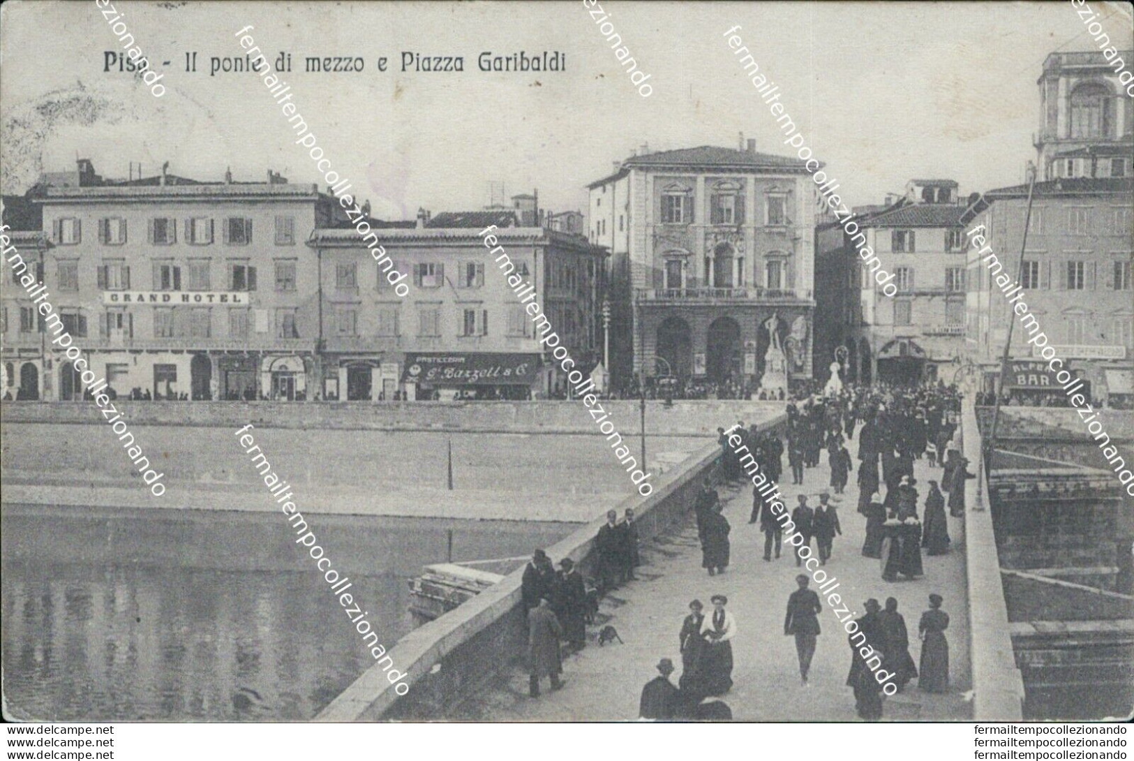 Bc181 Cartolina Pisa Citta' Il Ponte Di Mezzo E Piazza Garibaldi - Pisa