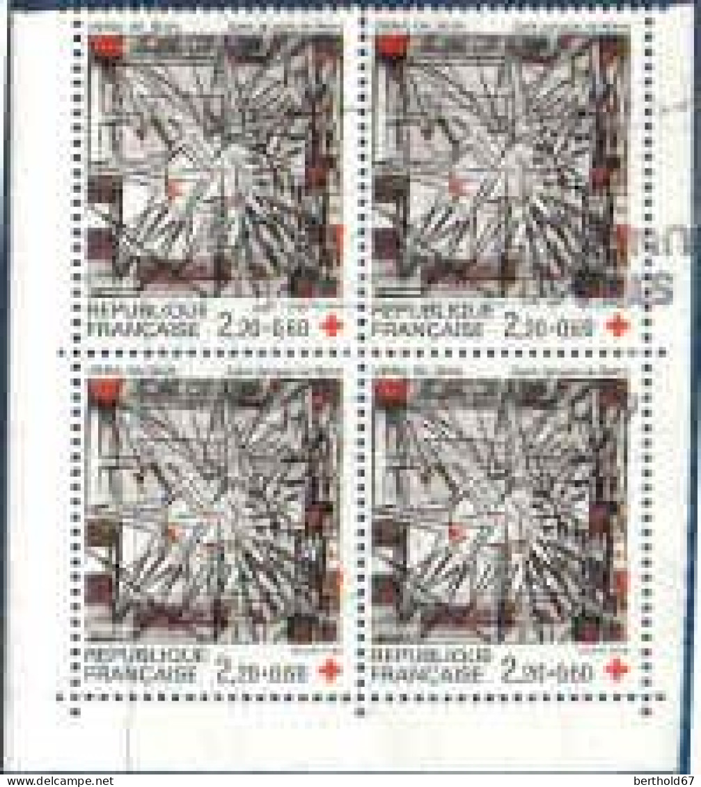 France Poste Obl Yv:2449a Mi:2582C Viera Da Silva St-Jacques De Reims Vitrail Bloc De 4 (Obl.mécanique) - Used Stamps