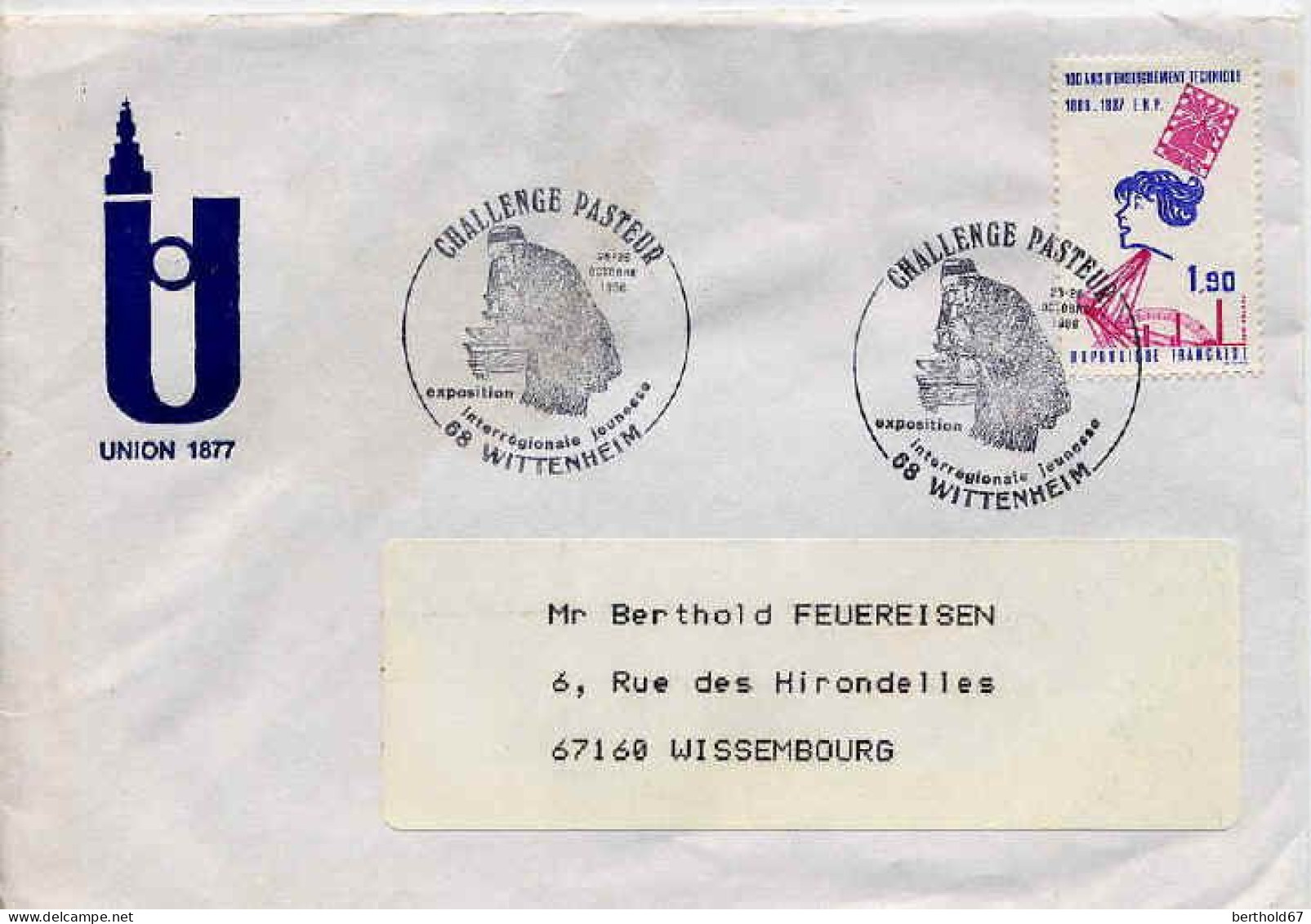 France Poste Obl Yv:2444 Mi:2577 Enseignement Technique (TB Cachet à Date) Lettre Wittenheim 25-26-10-86 - Commemorative Postmarks