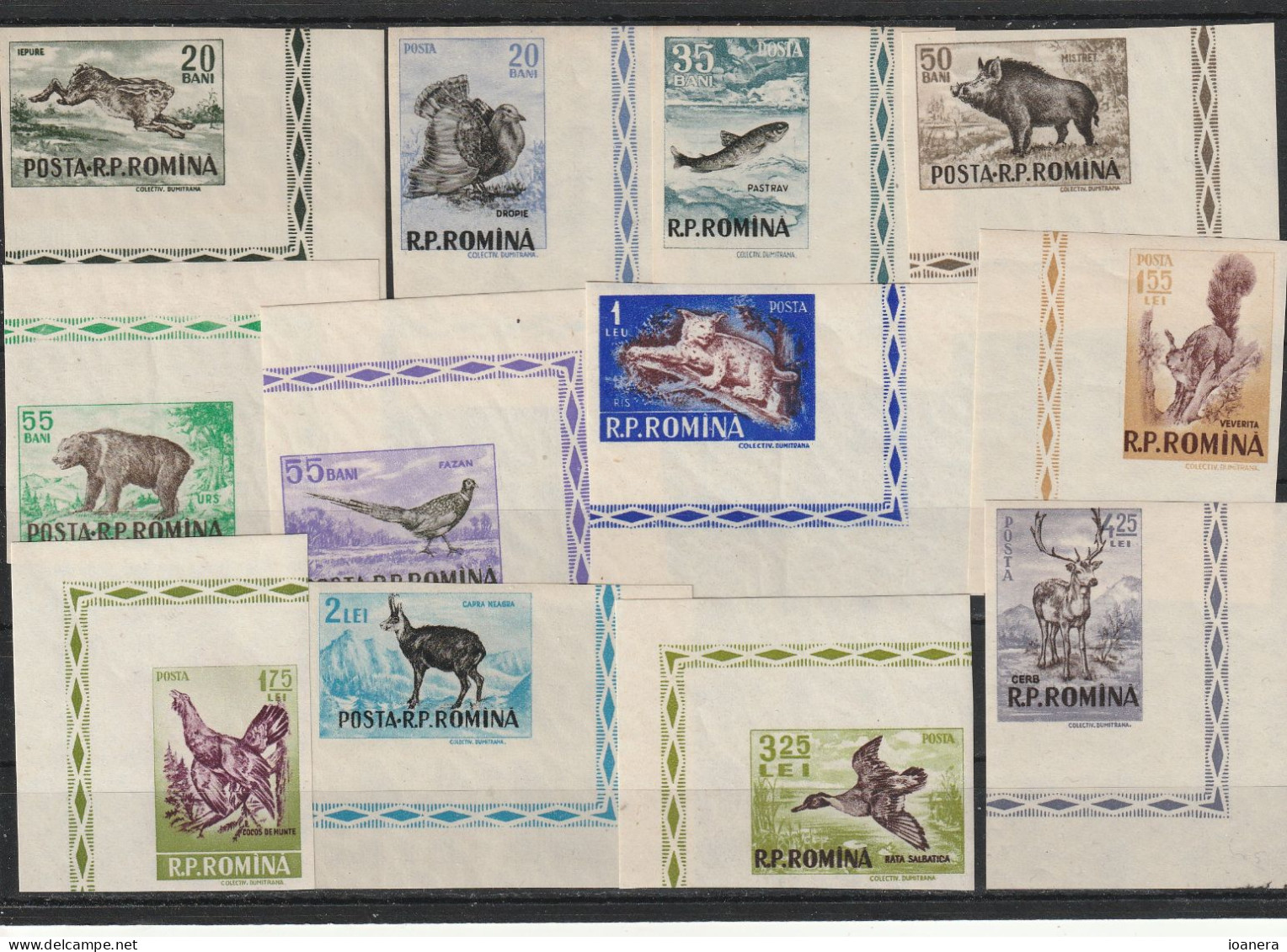 Romania 1956 - Fauna , Animals , Hunting , 12 Values , Not Laced , MNH - Ungebraucht