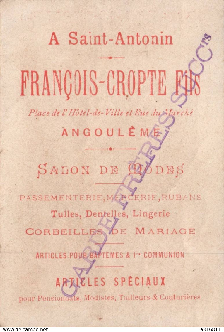 Chromo Maison François Cropte Fils A Angoulême - Autres & Non Classés