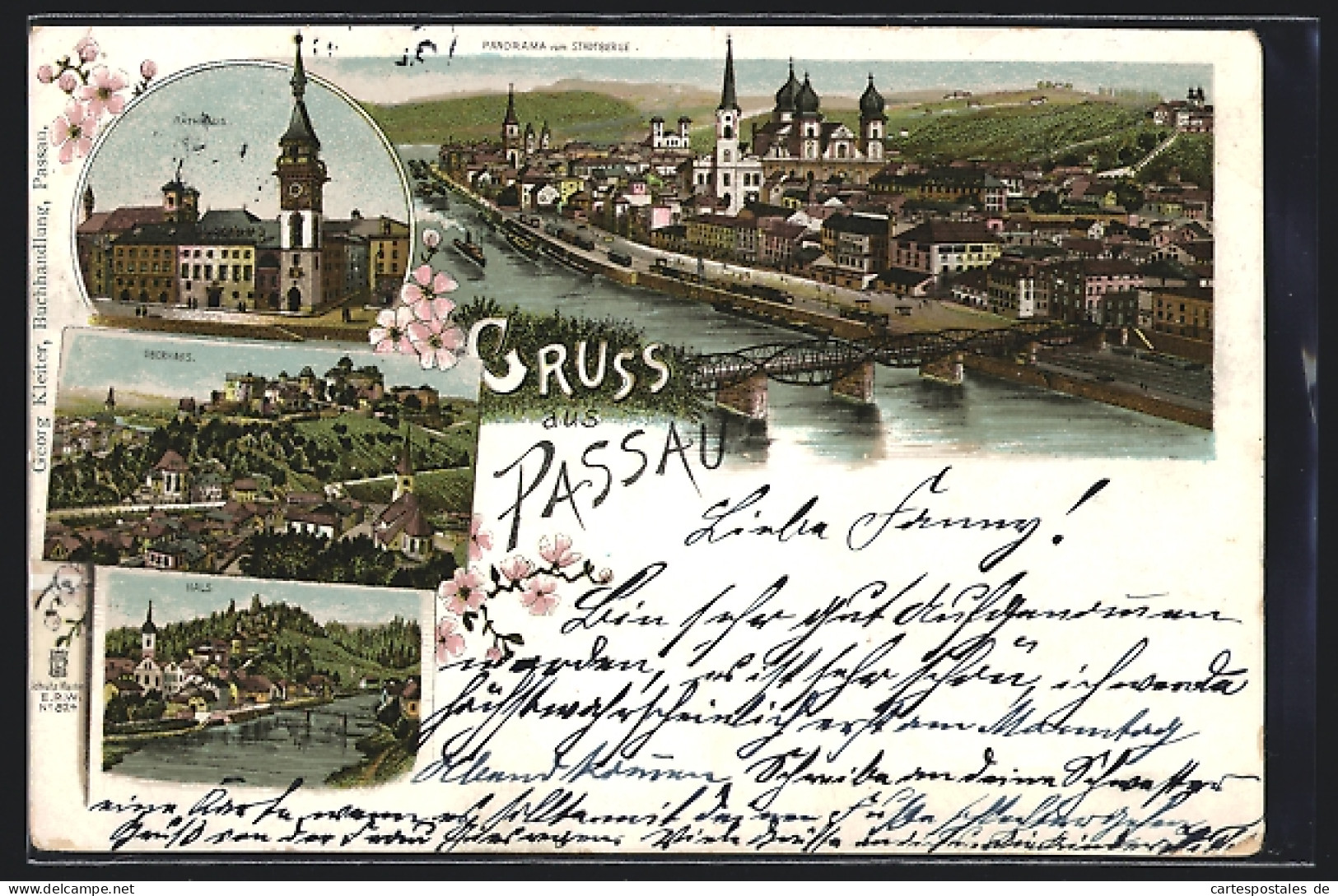 Lithographie Passau, Panorama Vom Stadtberg, Ortsansichten Hals U. Oberhaus  - Passau