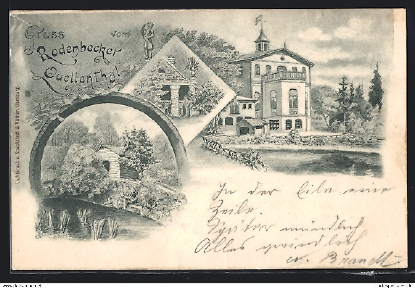 Lithographie Hamburg-Bergstedt, Rodenbecker Quellenthal  - Wandsbek