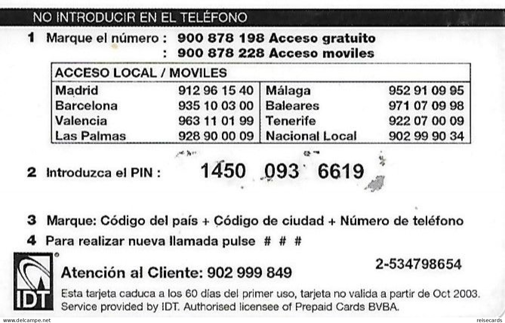 Spain: Prepaid IDT - Platicard, Universal De Envios, Flags - Autres & Non Classés