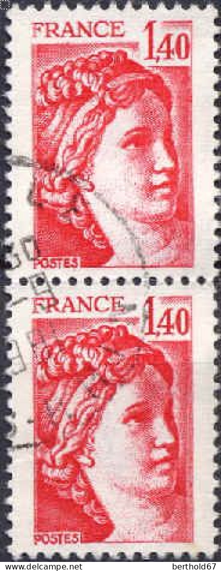 France Poste Obl Yv:2102 Mi:2216A Sabine De David (cachet Rond) Paire - Used Stamps
