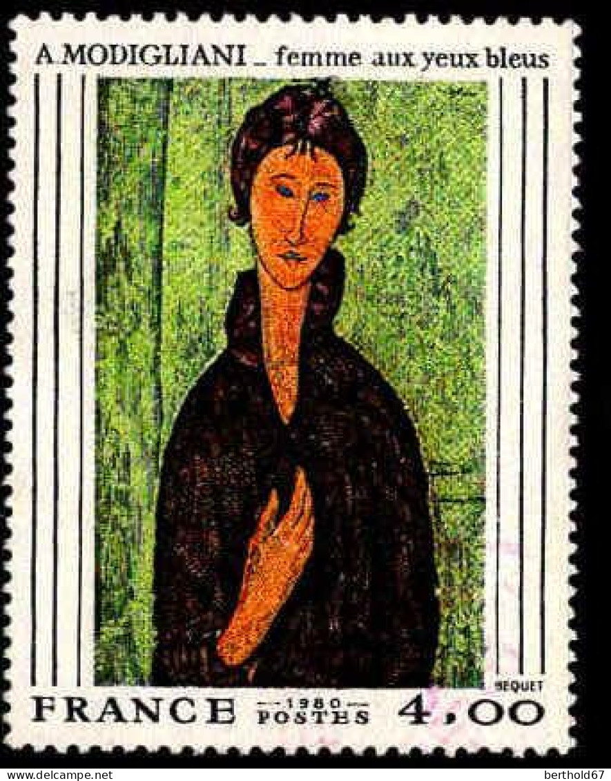 France Poste Obl Yv:2109 Mi:2227 Modigliani Femme Aux Yeux Bleus (cachet Rond) Cachet Rouge - Oblitérés