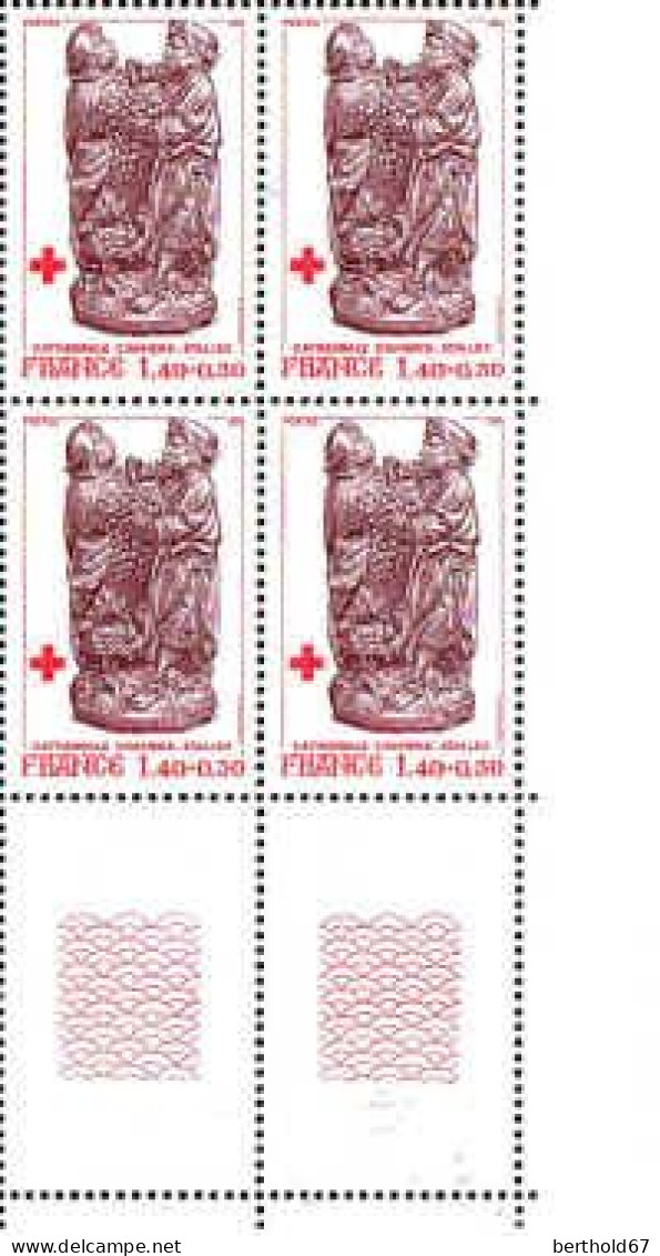 France Poste N** Yv:2117 Mi:2232A Cathédrale D'Amiens Stalles (Bloc De 4 Coin De Feuille) - Unused Stamps