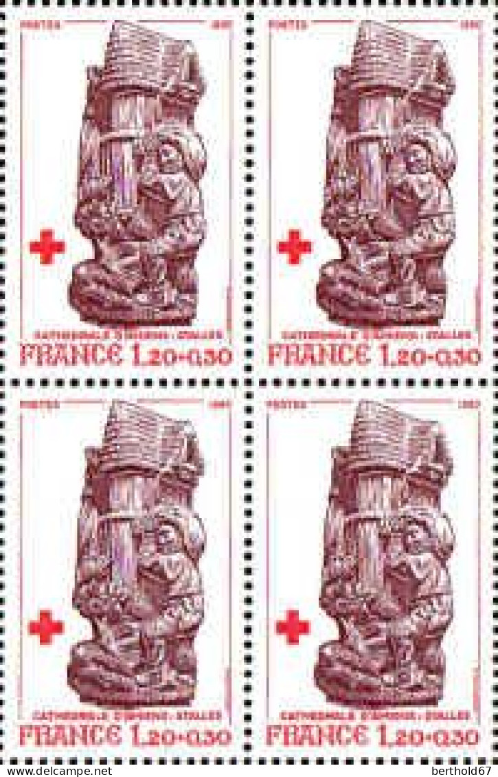 France Poste N** Yv:2116 Mi:2231A Cathédrale D'Amiens Stalles (Bloc De 4) - Unused Stamps