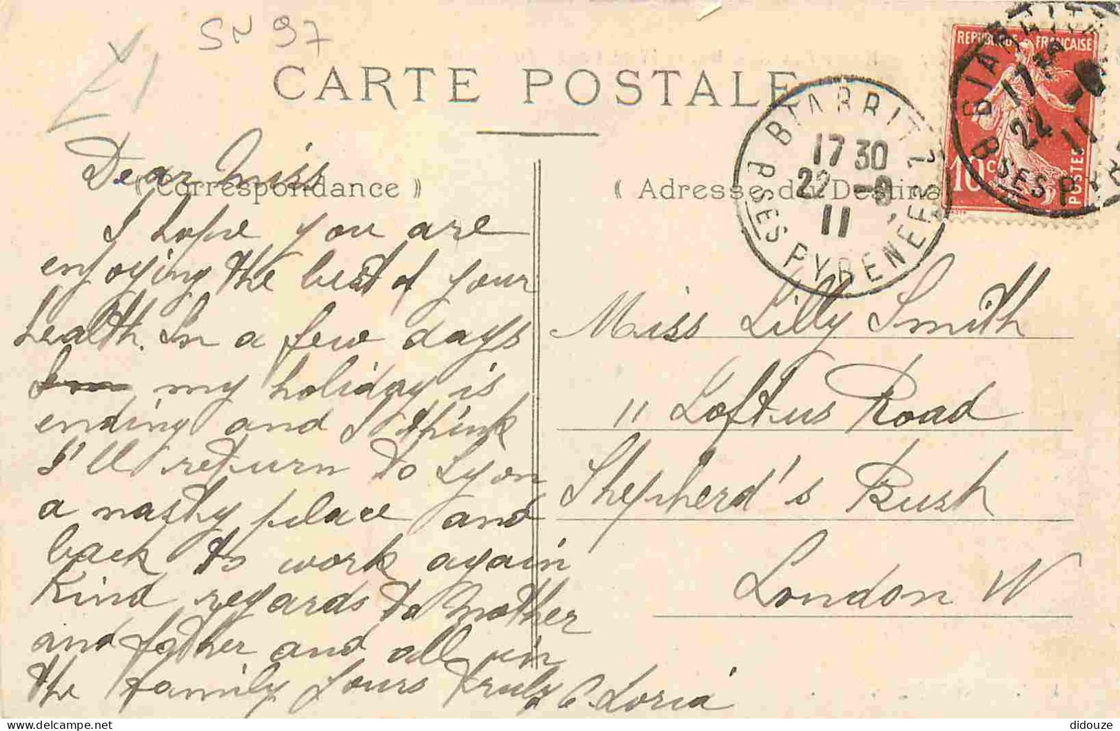 64 - Biarritz - Hôtel Pavillon Henri IV Et Route Du Phare - Animée - Correspondance - CPA - Oblitération Ronde De 1911 - - Biarritz
