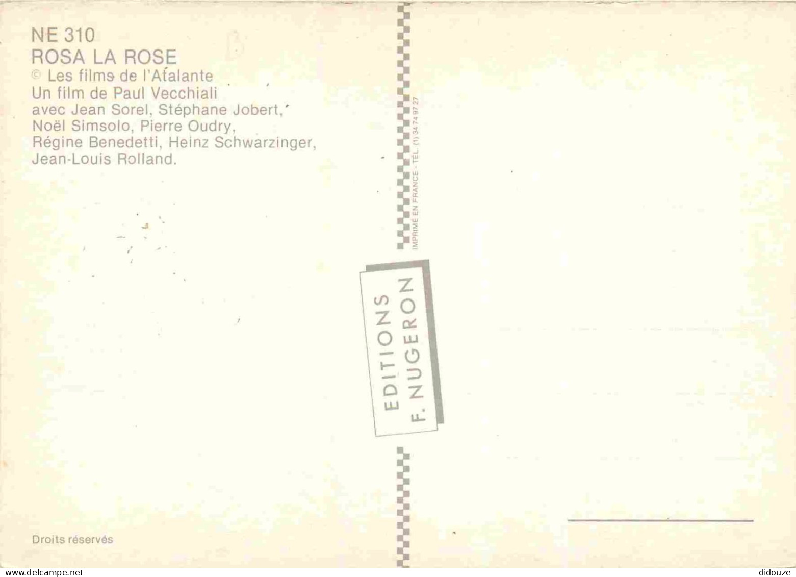 Cinema - Affiche De Film - Rosa La Rose Fille Publioque - Jean Sorel - Stéphane Jobert - CPM - Voir Scans Recto-Verso - Posters On Cards