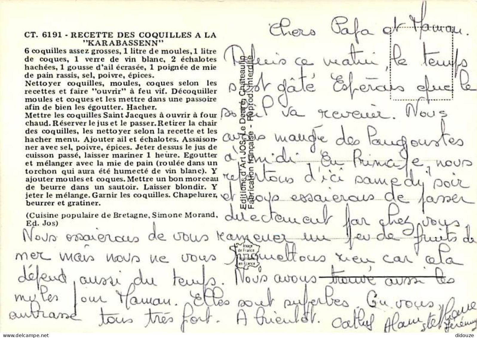 Recettes De Cuisine - Coquilles Saint Jacques à La Karabassenn - Gastronomie - CPM - Voir Scans Recto-Verso - Recipes (cooking)