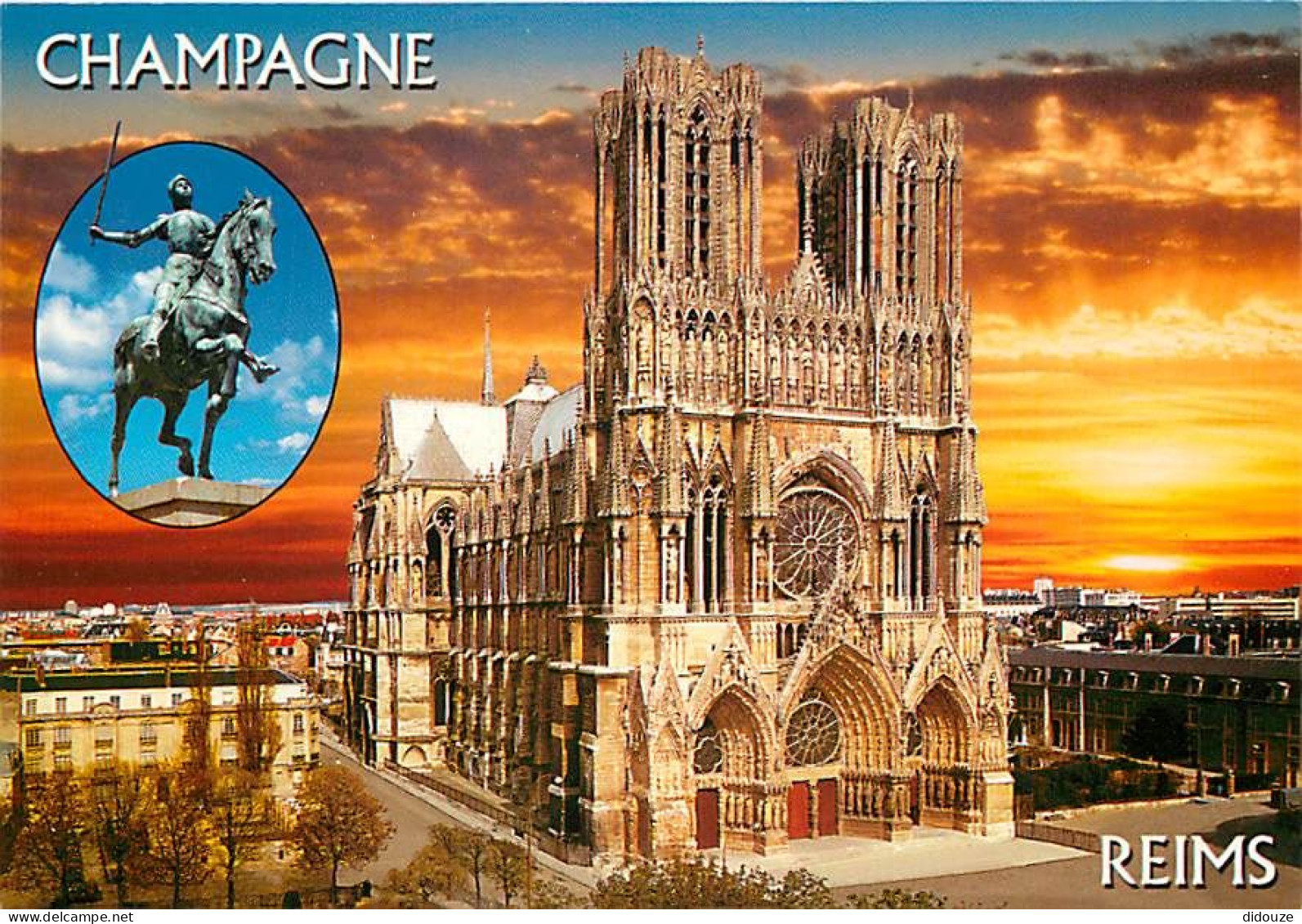 51 - Reims - Cathédrale Notre Dame - Statue équestre De Jeanne D'Arc En Médaillon - CPM - Carte Neuve - Voir Scans Recto - Reims