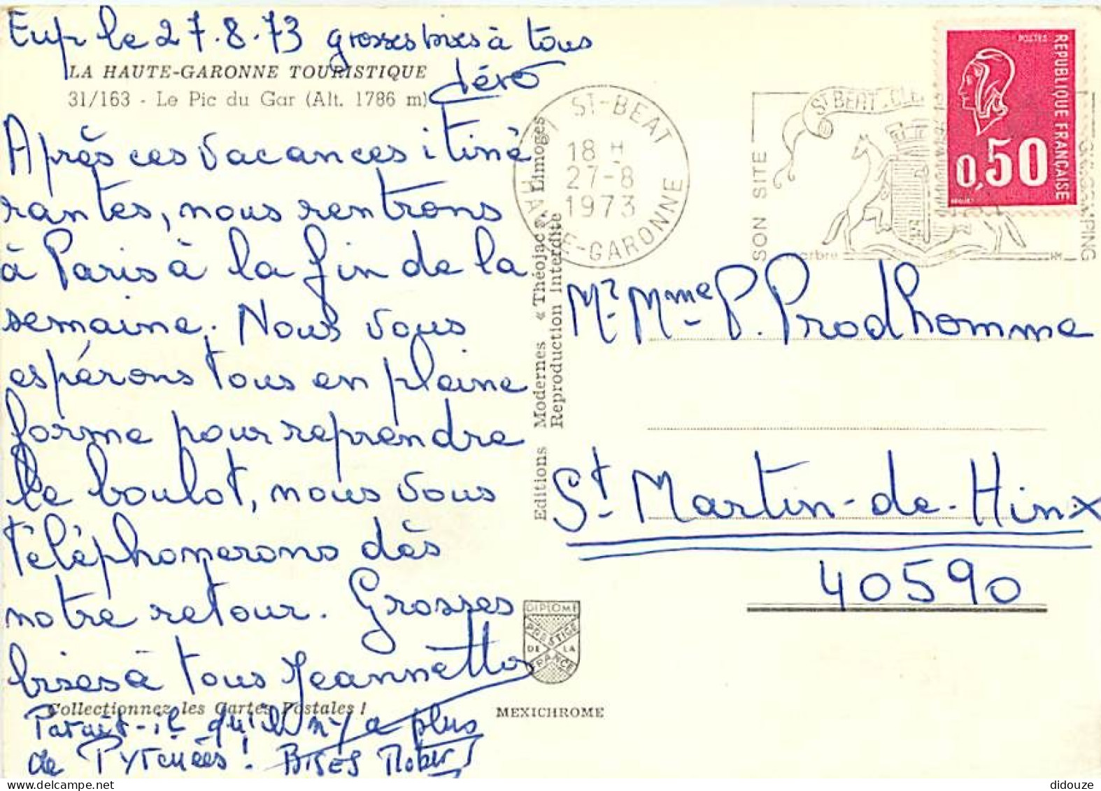 31 - Haute Garonne - Pic Du Gar - CPM - Voir Scans Recto-Verso - Autres & Non Classés