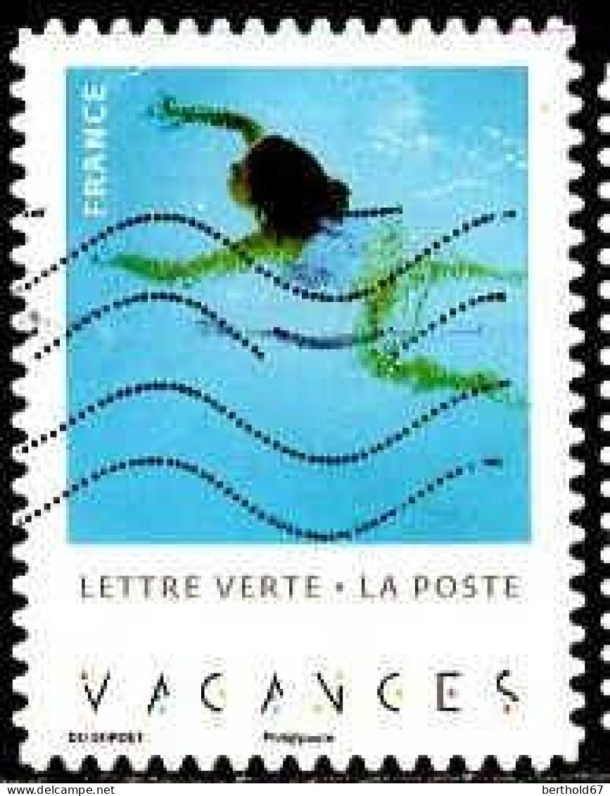 France Poste AA Obl Yv:1742 Mi:7361 Vacances Fille Nageant (Lign.Ondulées) - Oblitérés