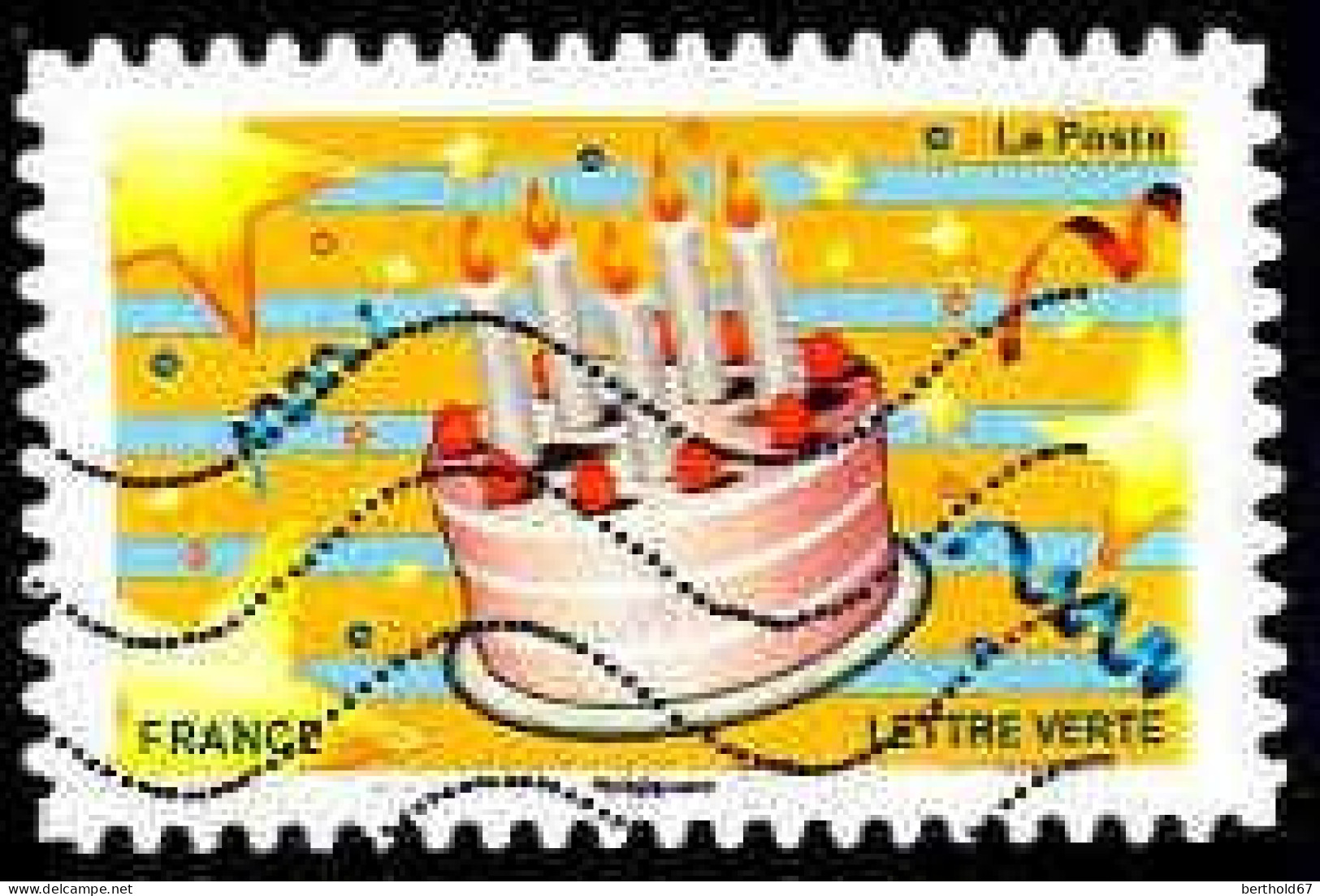 France Poste AA Obl Yv:1559 Mi:7005 Emoji Gateau D'anniversaire (Lign.Ondulées) - Gebraucht