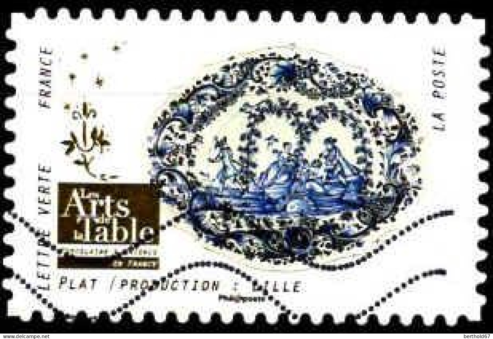 France Poste AA Obl Yv:1529 Mi:6960 Les Arts De La Table Plat Lille (Lign.Ondulées) - Used Stamps