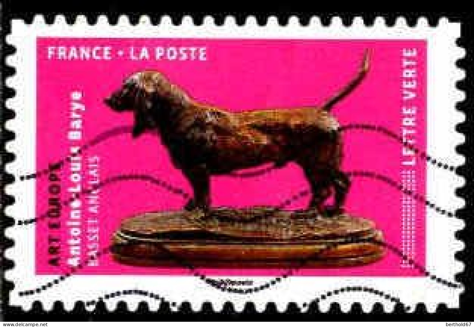 France Poste AA Obl Yv:1523 Mi:6951 Art Europe Antoine Louis Barye Basset Anglais (Lign.Ondulées) - Oblitérés