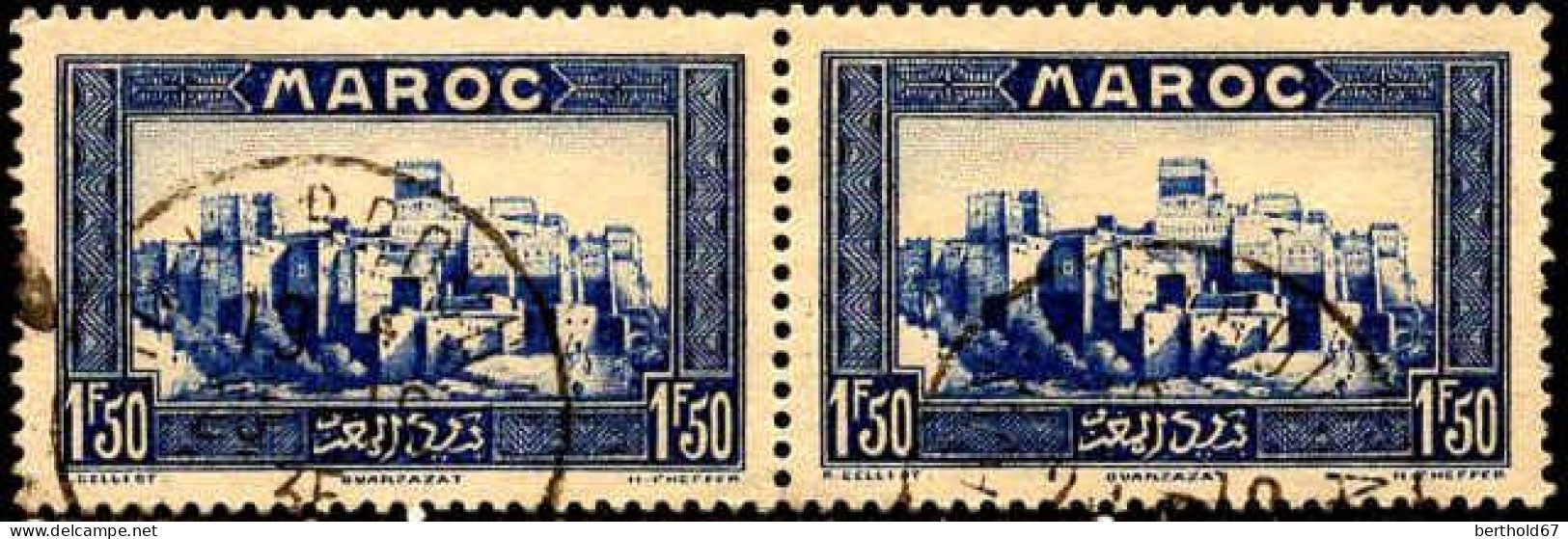 Maroc (Prot.Fr) Poste Obl Yv:144 Mi:110 Ouarzazate Kasbah De Sidi Madani El Glaoui Paire (TB Cachet Rond) - Used Stamps
