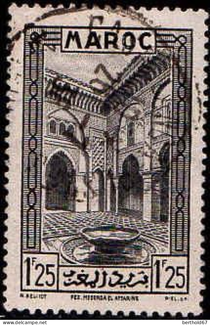 Maroc (Prot.Fr) Poste Obl Yv:143A Mi:109 Fez Medersa El Attarine (TB Cachet Rond) - Used Stamps