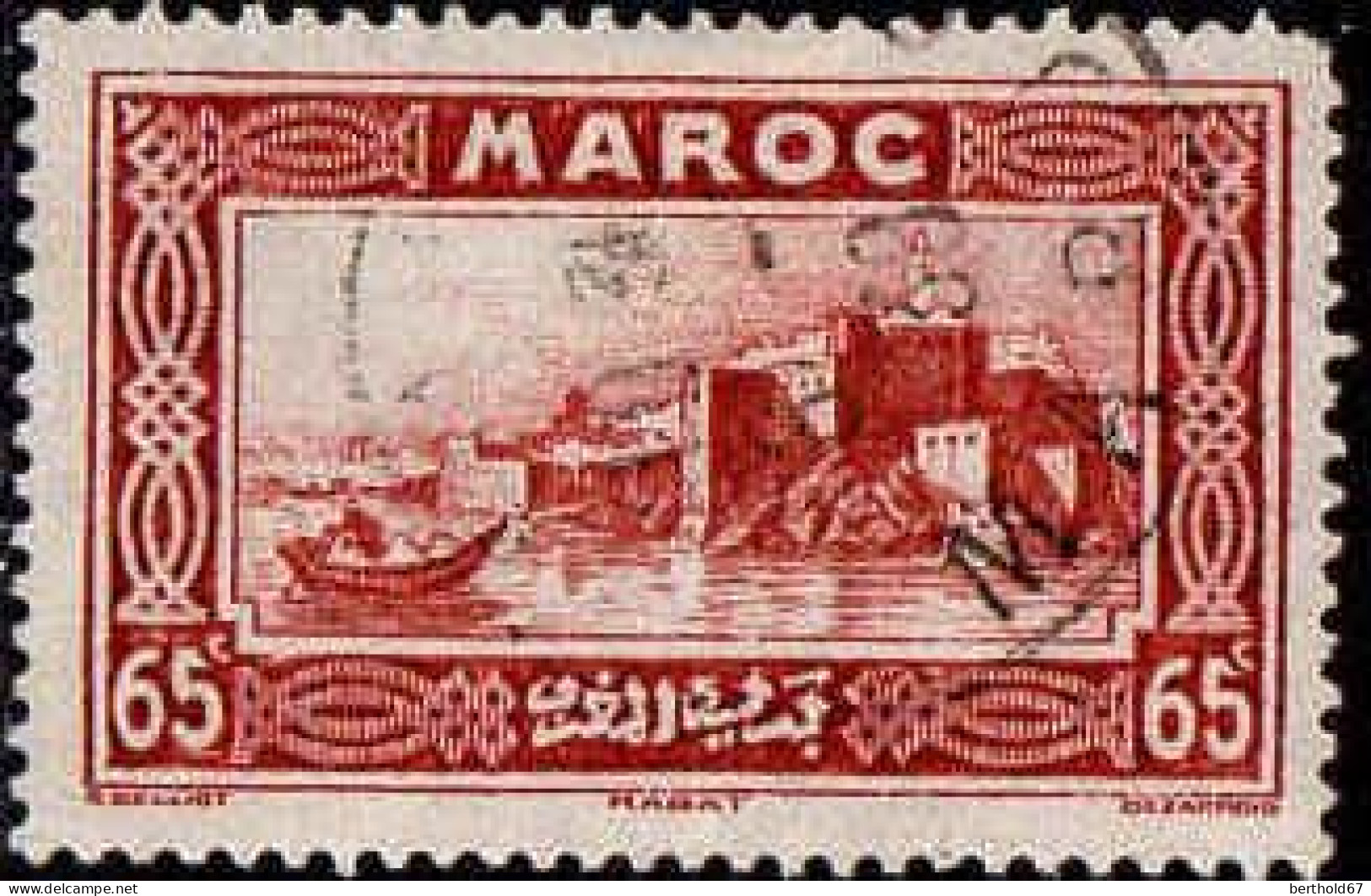 Maroc (Prot.Fr) Poste Obl Yv:140 Mi:105 Rabat Kasbah Des Oudaïas (cachet Rond) Dents Courtes - Gebraucht