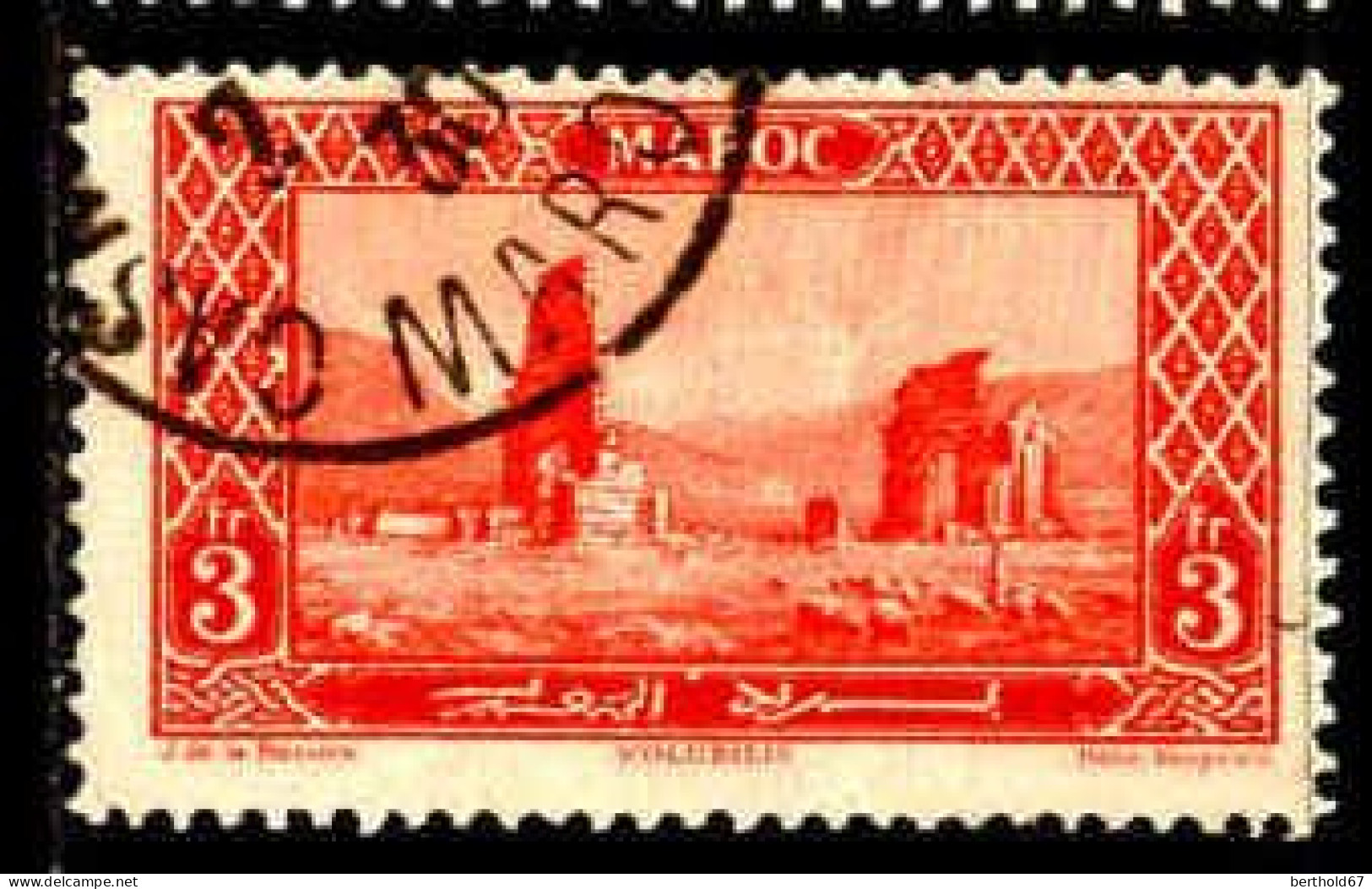 Maroc (Prot.Fr) Poste Obl Yv:121 Mi:74 Volubilis Ruines Romaines (TB Cachet Rond) - Gebraucht