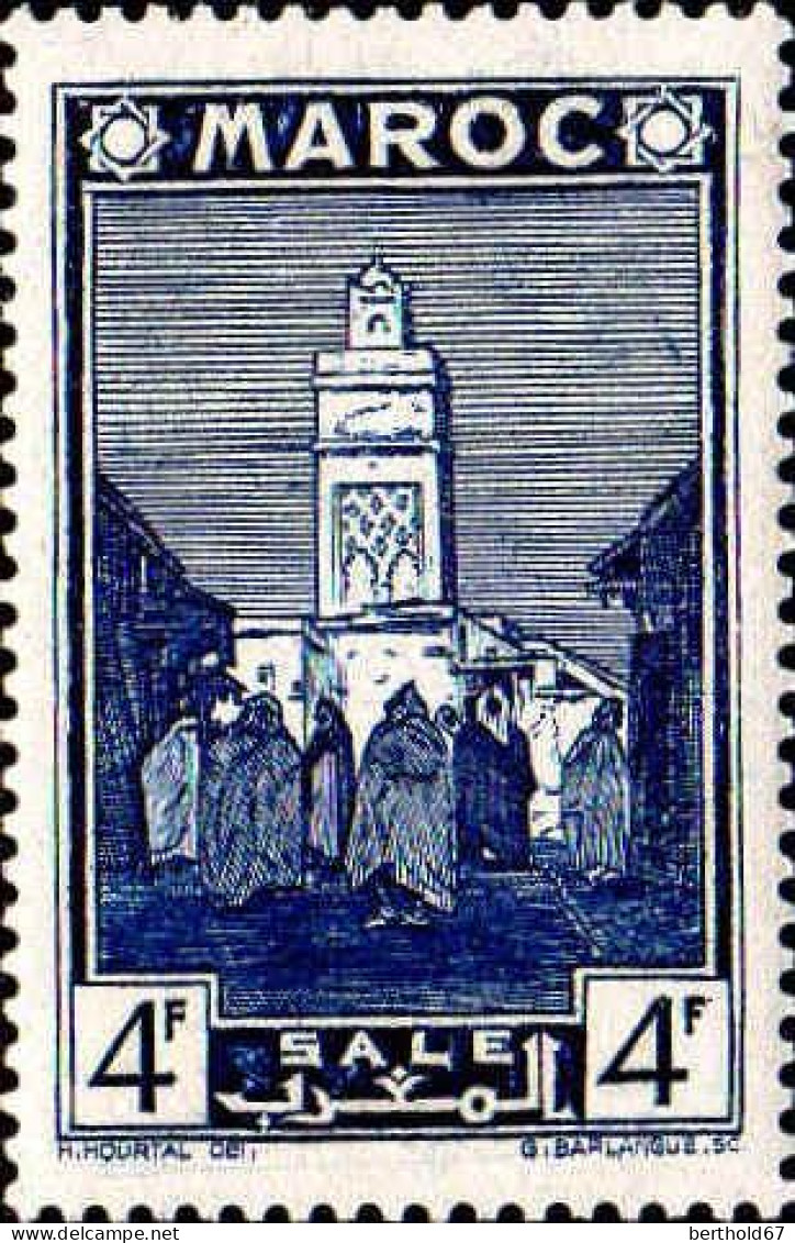 Maroc (Prot.Fr) Poste N** Yv:194 Mi:170 Salé Mosquée (Petit Def) Pli - Unused Stamps