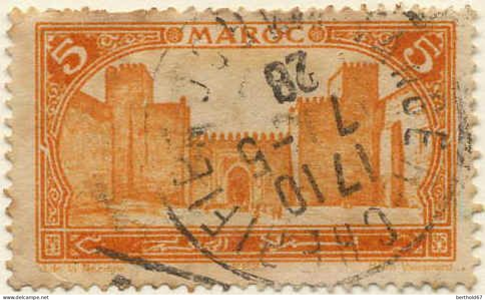 Maroc (Prot.Fr) Poste Obl Yv:101 Mi:53 Fez Bab-Segma (TB Cachet à Date) 7-6-28 Dents Courtes - Gebraucht