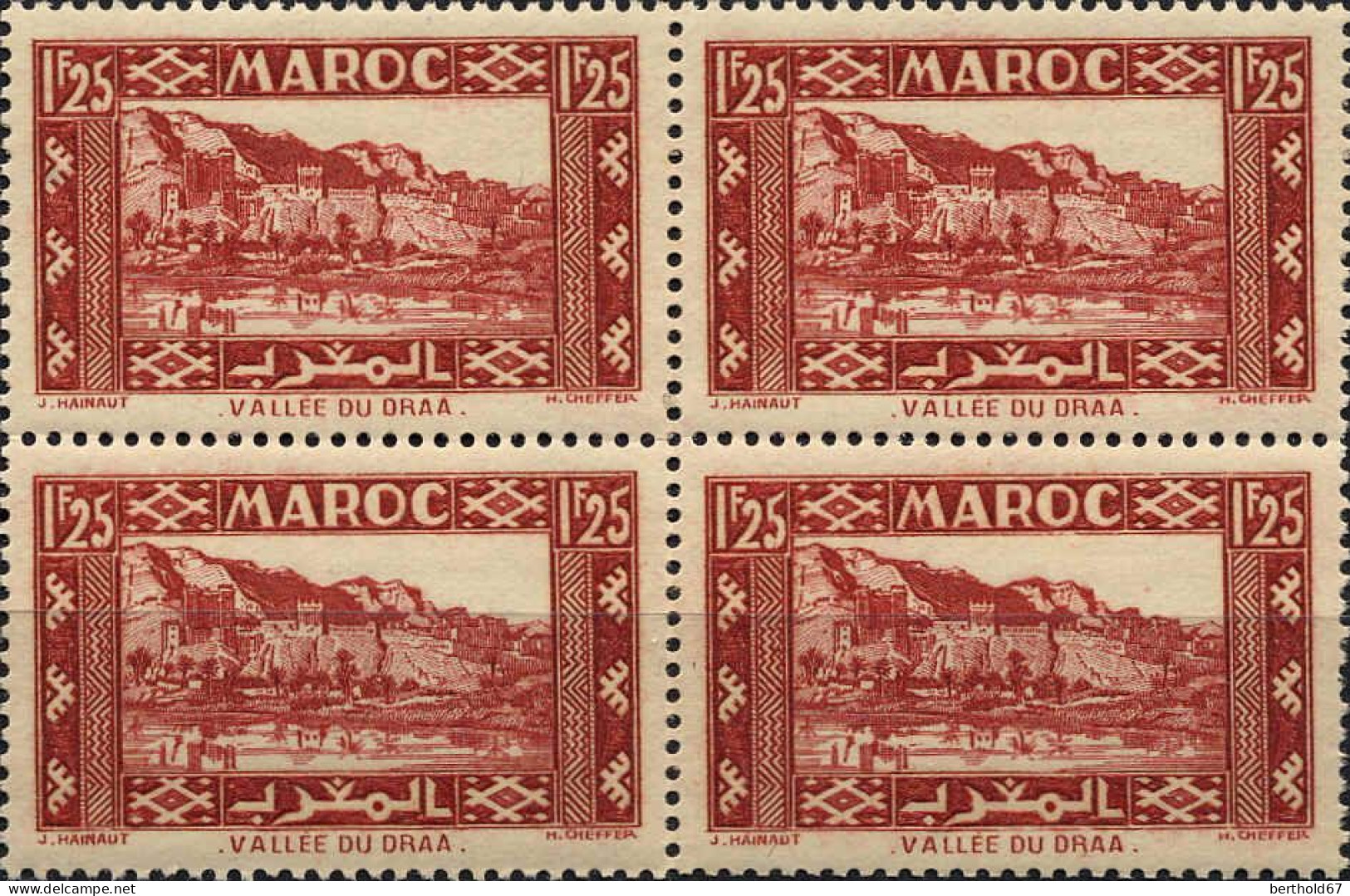 Maroc (Prot.Fr) Poste N** Yv:184 Mi:160 Vallée Du Draa Bloc De 4 - Unused Stamps