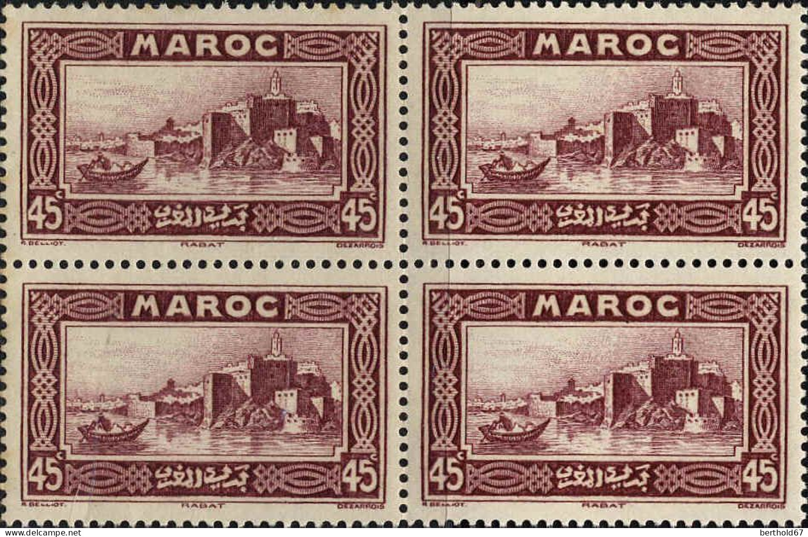 Maroc (Prot.Fr) Poste N** Yv:138 Mi:103 Rabat Kasbah Des Oudaïas Bloc De 4 - Neufs