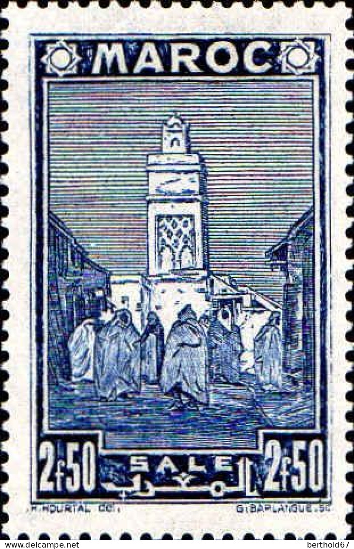 Maroc (Prot.Fr) Poste N* Yv:192 Mi:168 Salé Mosquée (points De Rouille) - Neufs