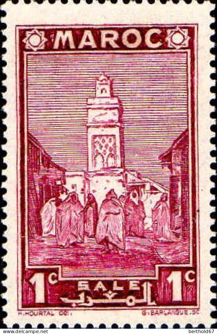 Maroc (Prot.Fr) Poste N* Yv:163 Mi:139 Salé Mosquée (défaut Gomme) - Ungebraucht