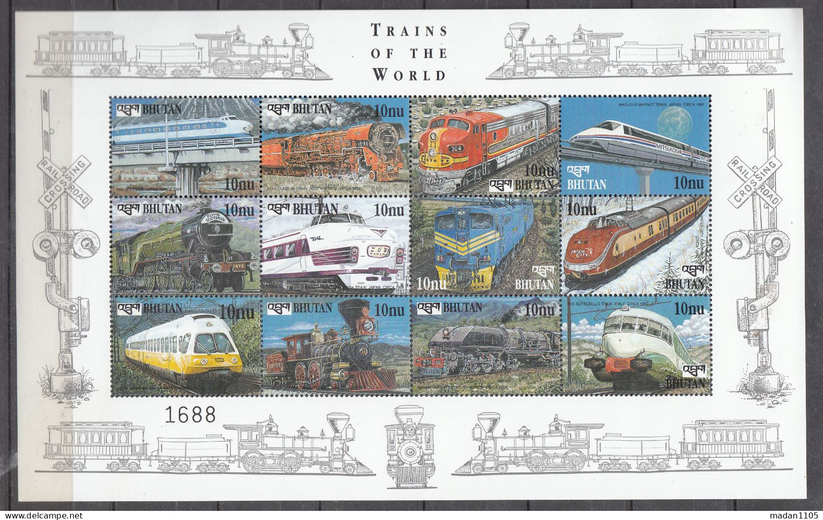 BHUTAN, 1999,  TRAINS Of The WORLD, , Sheetlet,  MNH, (**) - Bhoutan