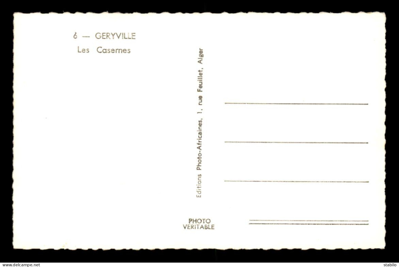 ALGERIE - GERYVILLE - LES CASERNES - EDITIONS AFRICAINES N°6 - Autres & Non Classés