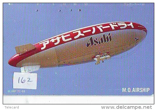 Télécarte JAPON * ZEPPELIN * Sport * (162) Hot Air Balloon * Heißluft Ballon * TELEFONKARTE JAPAN * ASAHI * M.O. AIRSHIP - Airplanes
