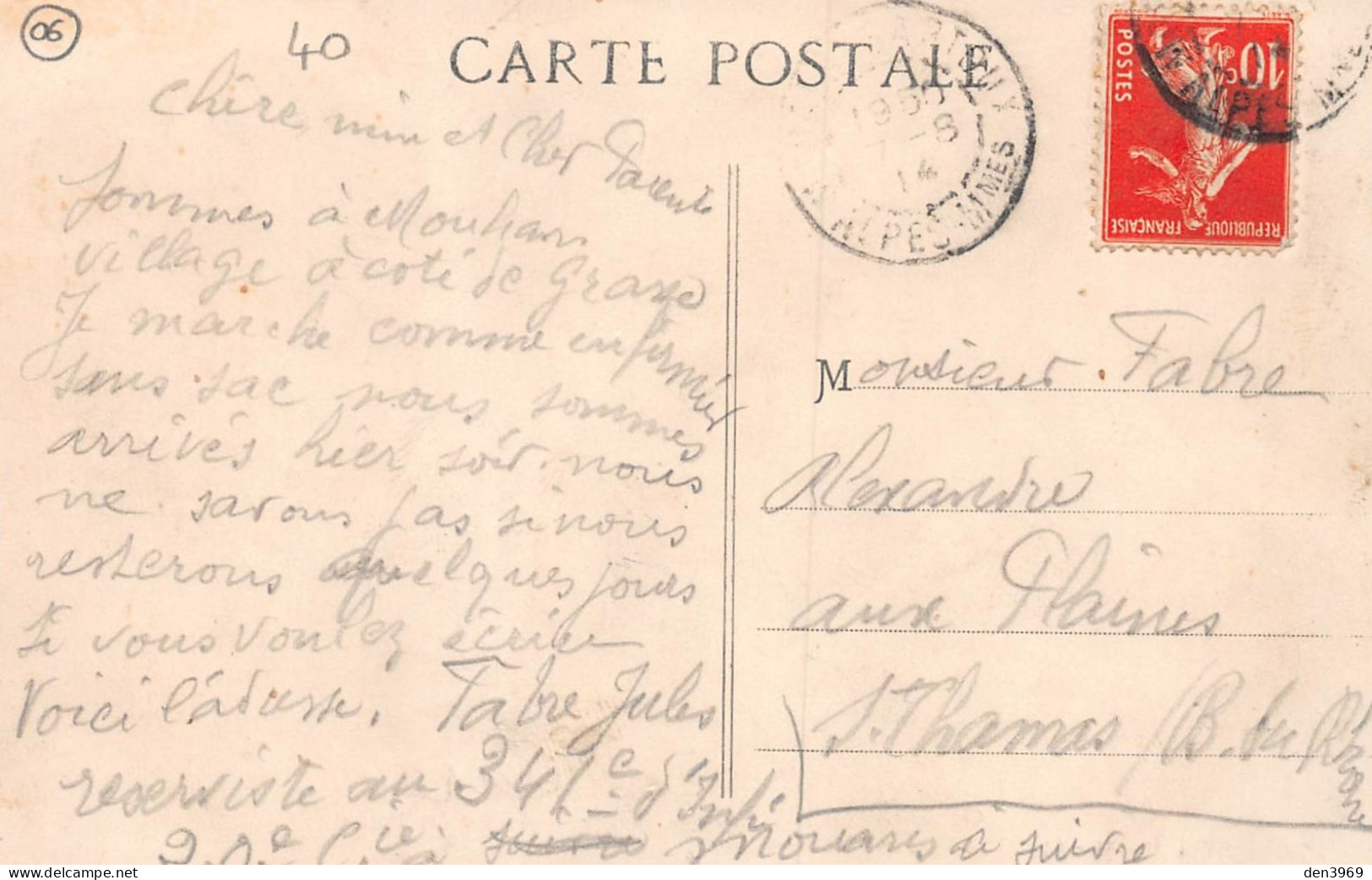 MOUANS-SARTOUX (Alpes-Maritimes) - Café De La Paix - Voyagé 1914 (2 Scans) - Other & Unclassified